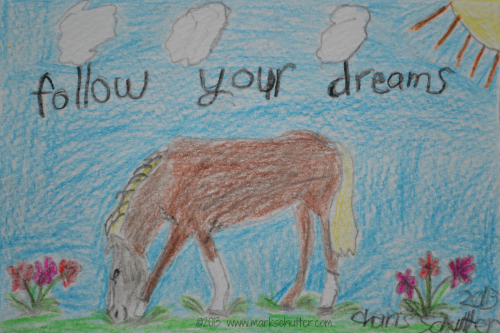 "Follow Your Dreams" Muppin 2013 Colored Pencils 4x6 inches